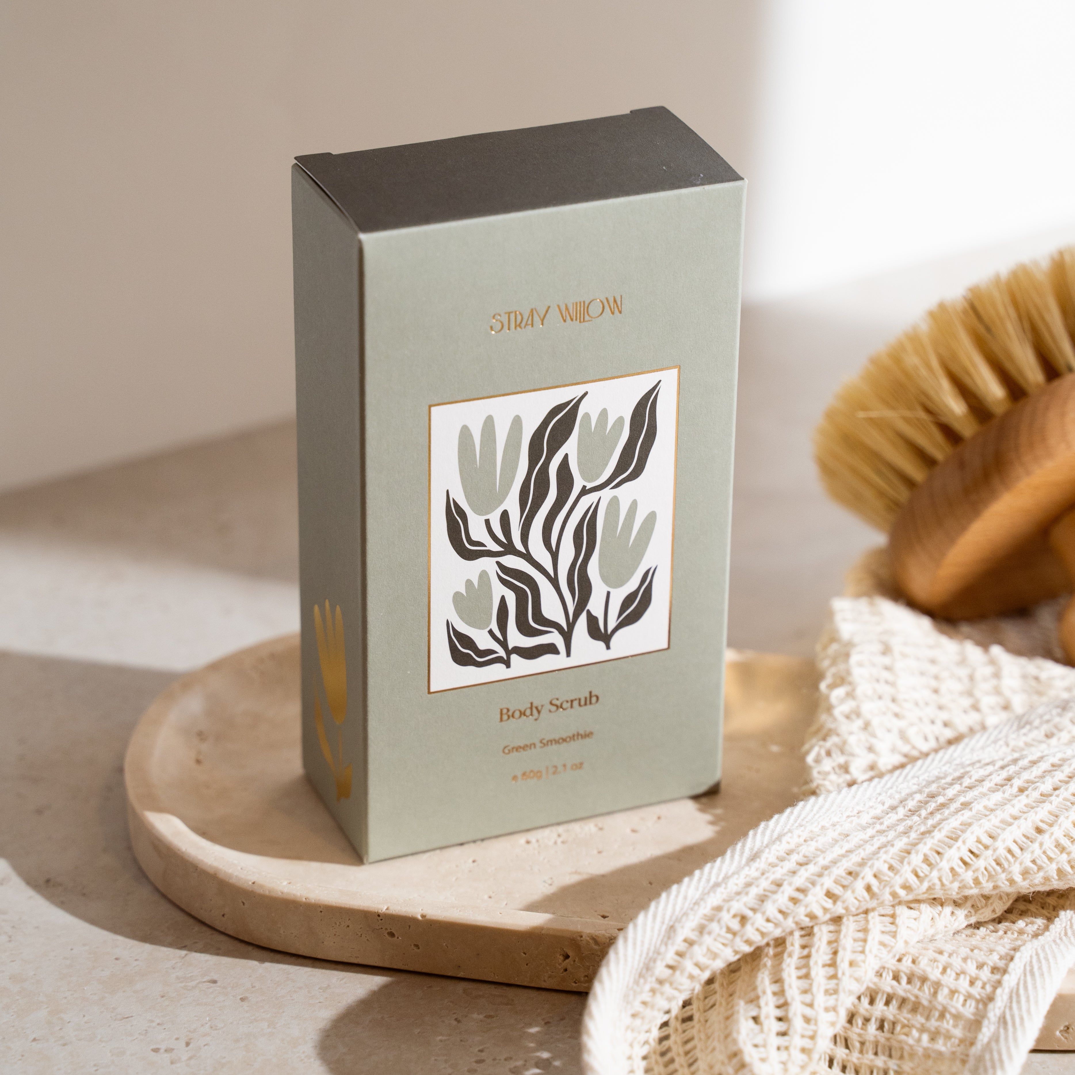 Stray Willow Green Smoothie body scrub for exfoliating and refreshing skin renewal