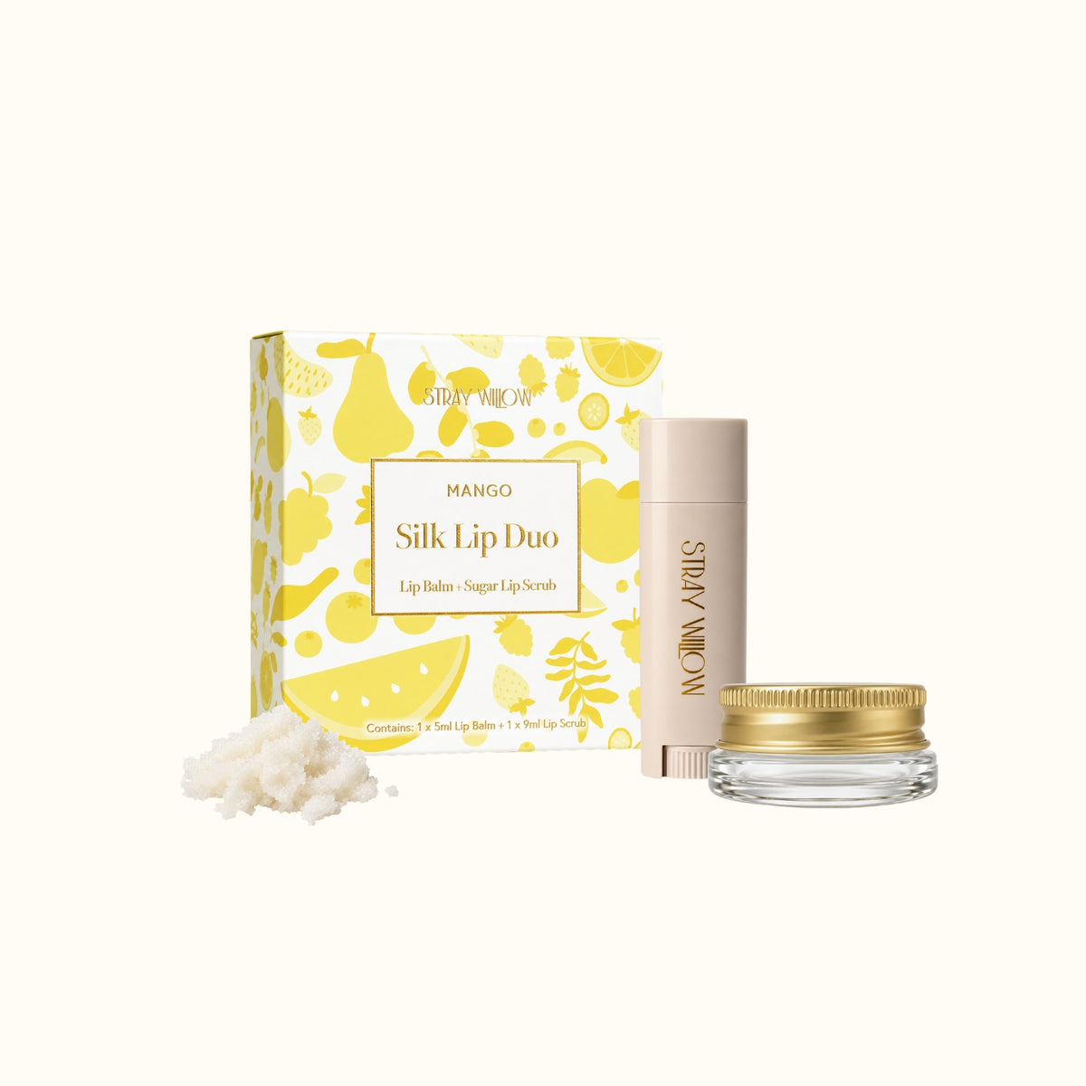 Mango Sorbet natural lip balm and sugar lip scrub duo