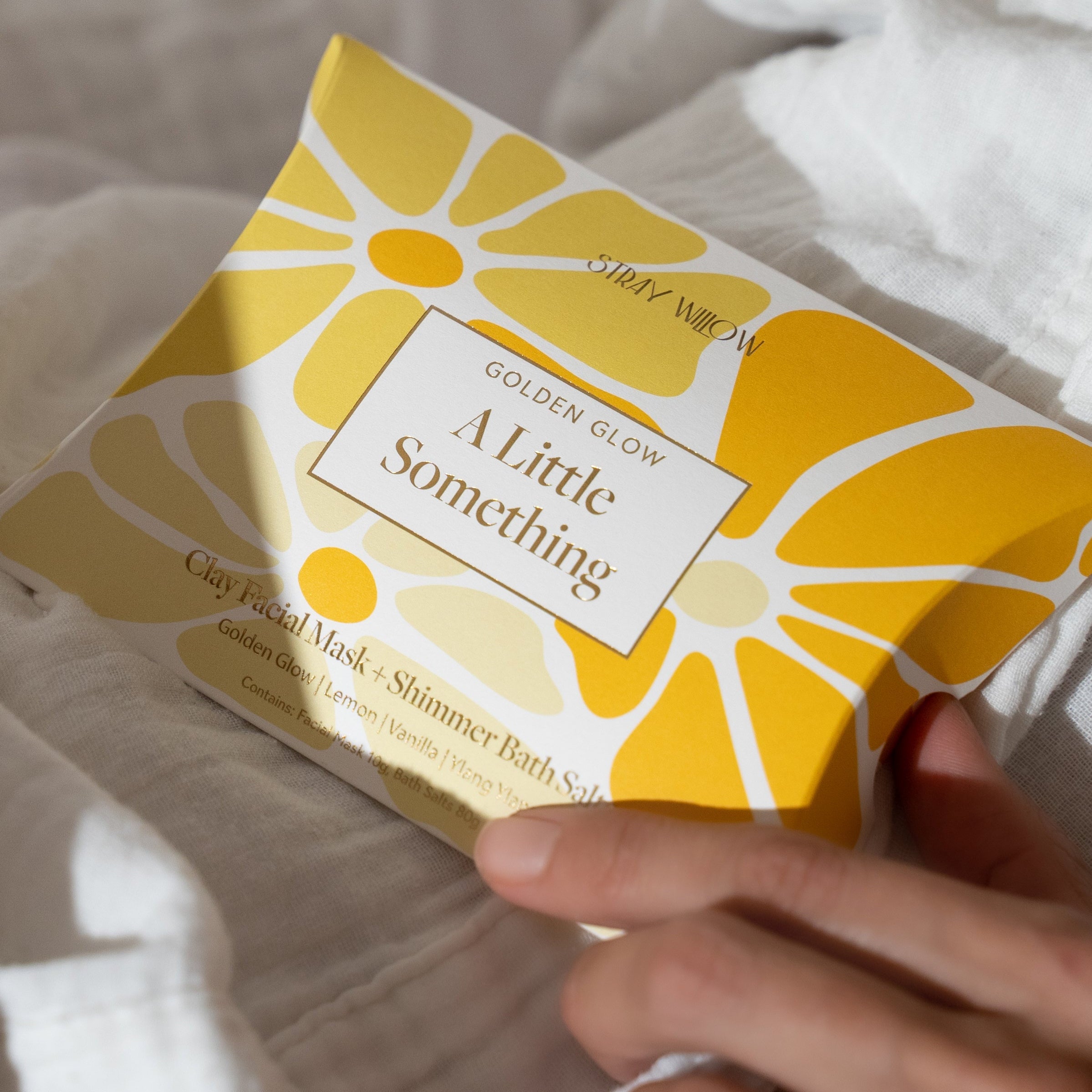 Stray Willow Golden Glow pocket duo “A Little Something” for radian Natural Skincare Duo Golden Glow Face Mask and Shimmer Bath Salts