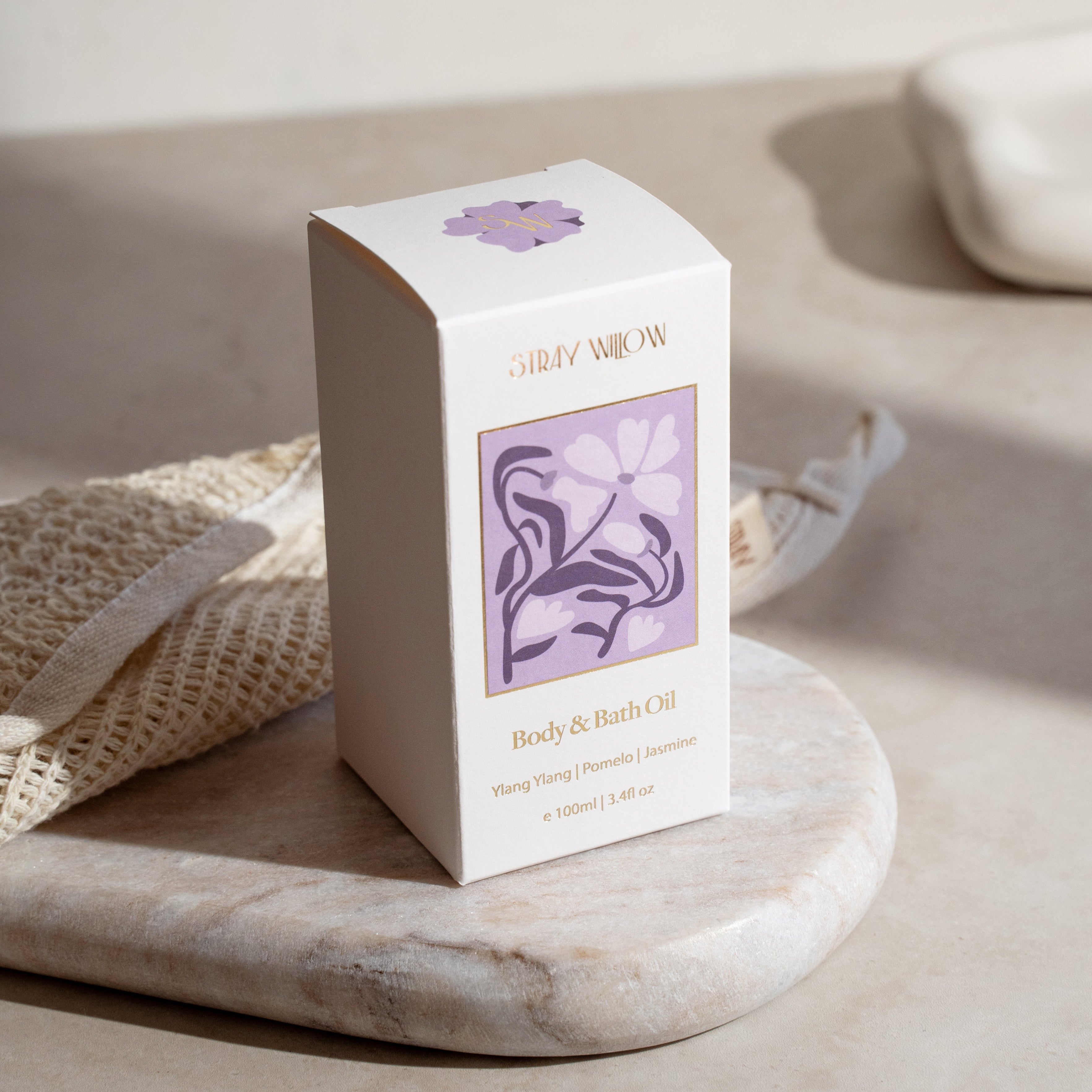Stray Willow Lilac Skies body and bath oil with ylang ylang, pomelo and jasmine for calming skin glow 100ml