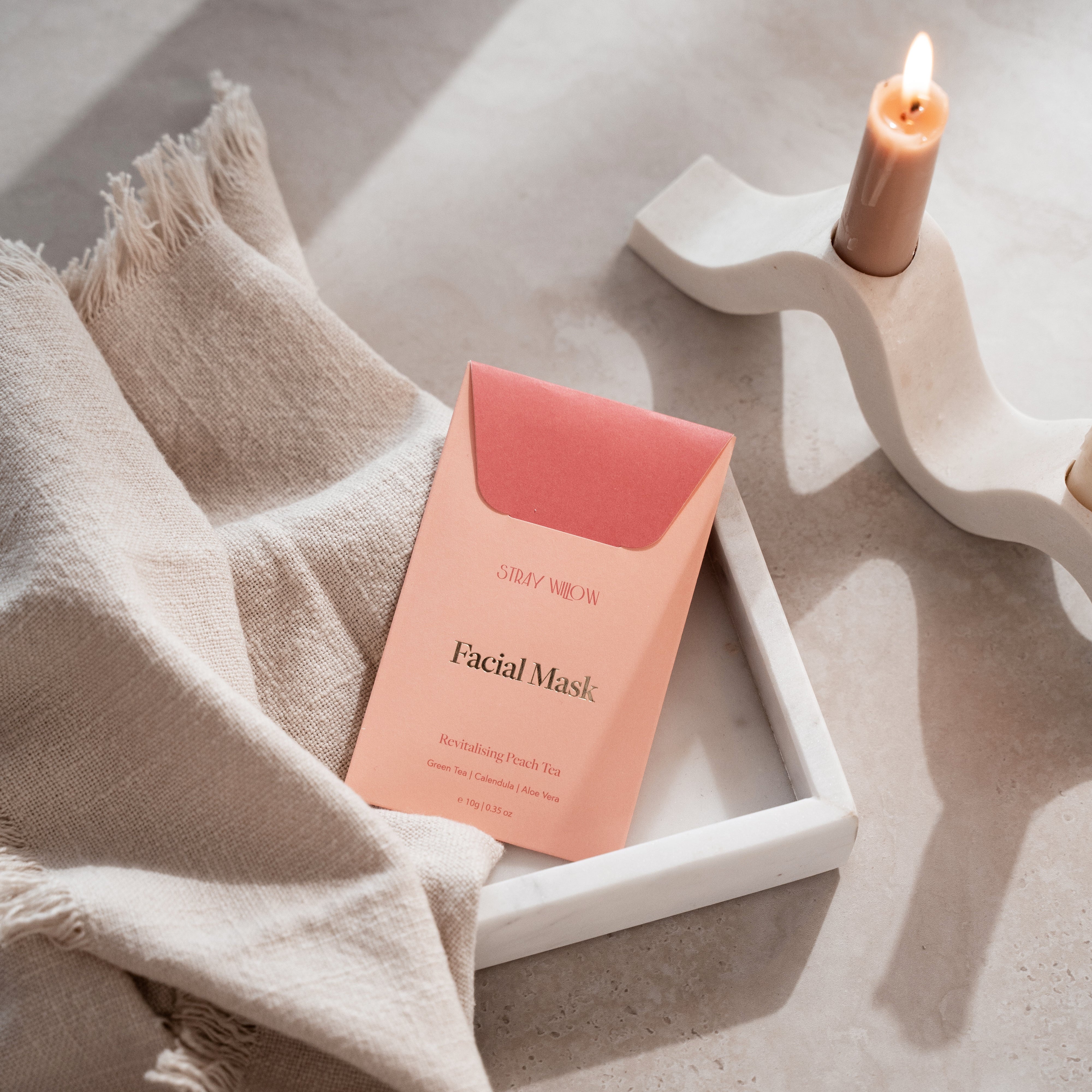 Stray Willow Peach Tea clay facial mask for revitalising and soft glowing skin Natural Skincare