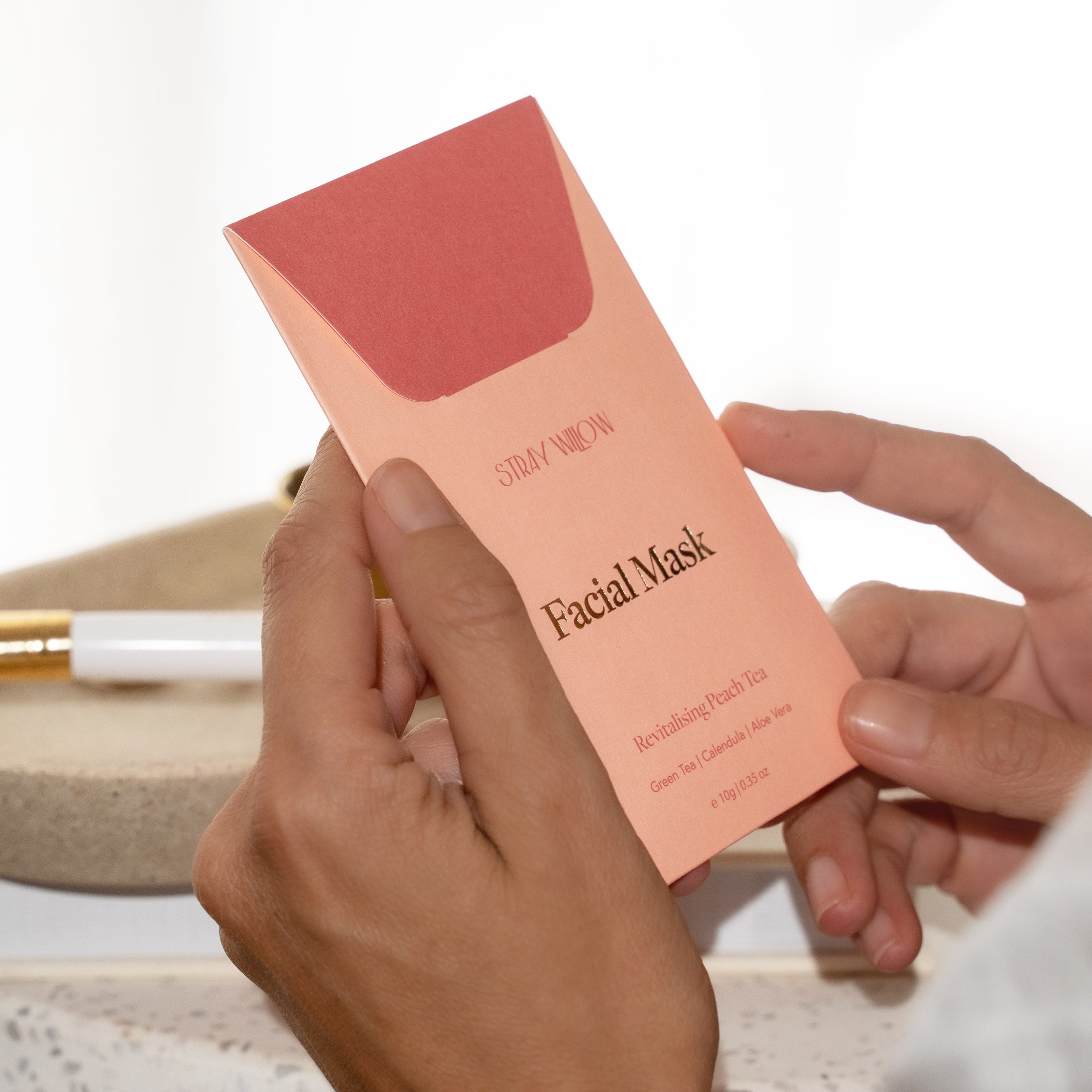 Stray Willow Peach Tea clay facial mask for revitalising and soft glowing skin Natural Skincare