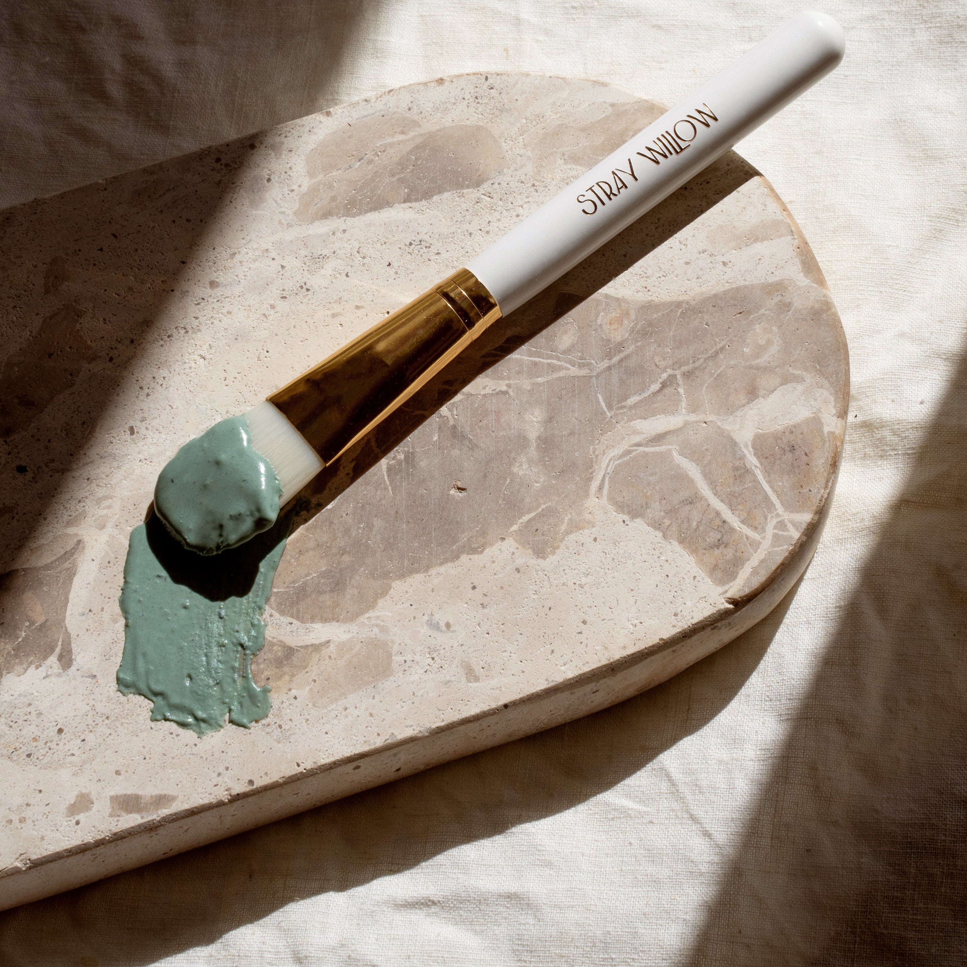 Stray Willow Blue Tansy exfoliating clay facial mask for smoothing and clarifying skin natural skincare ritual Australian Handmade Skincare Brush Texture