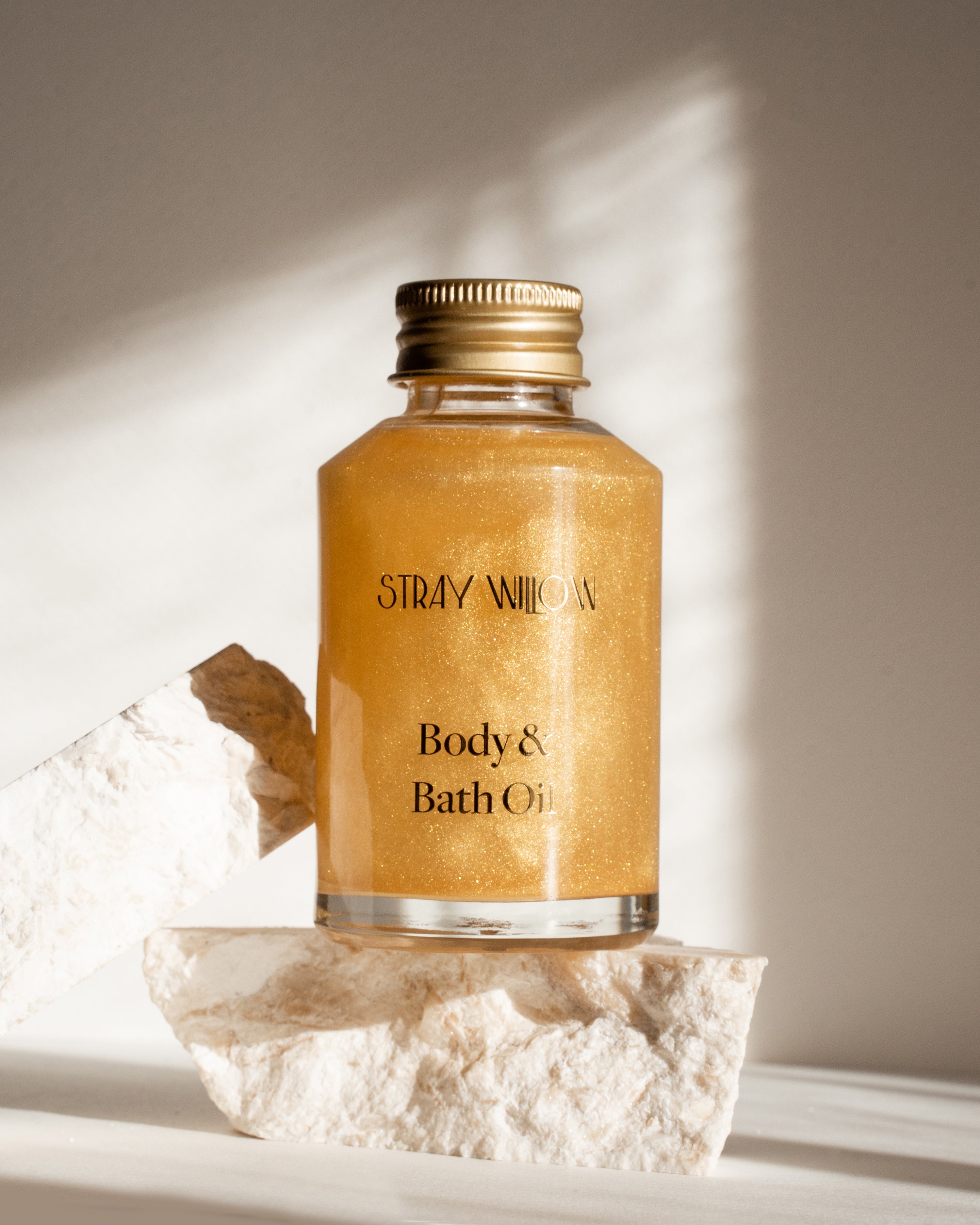 Stray Willow Glow shimmer body oil with orange, neroli and vanilla for radiant luminous skin Natural Skincare 100ml
