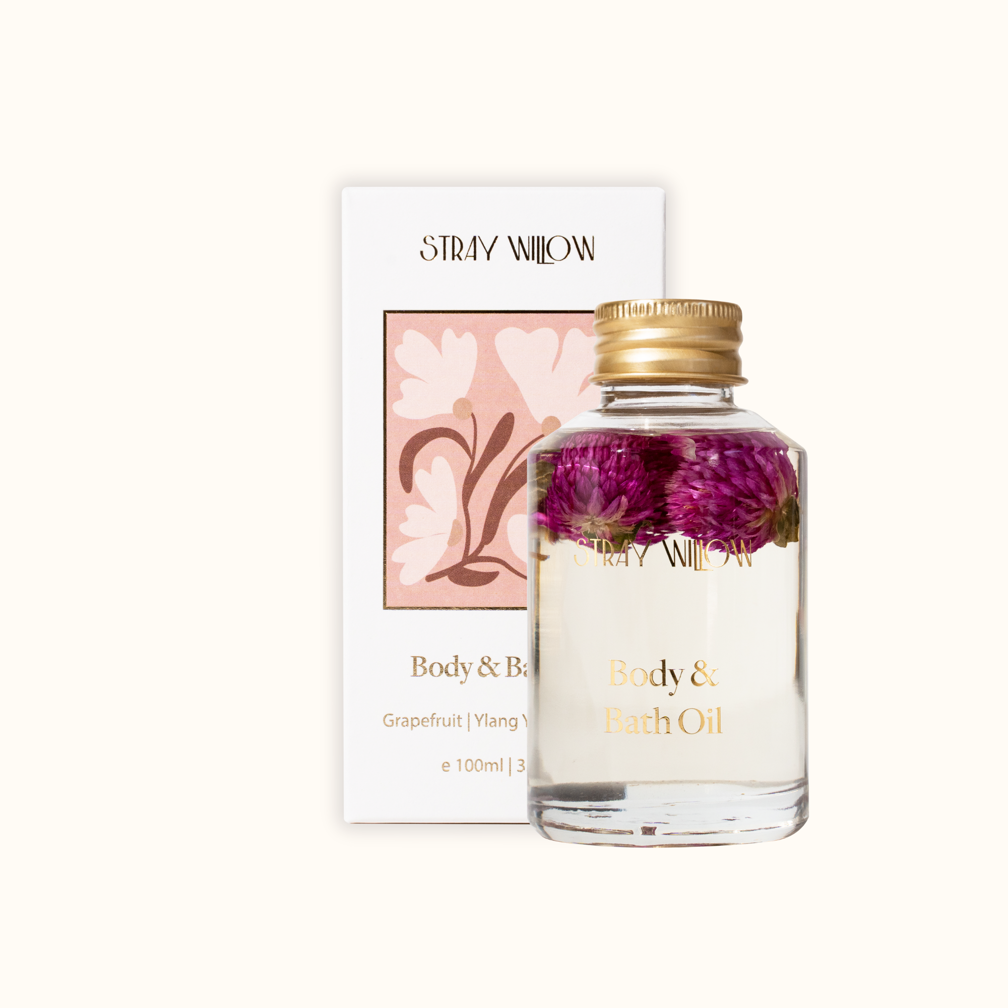 Stray Willow Sweet Muse body and bath oil with grapefruit, ylang ylang and vanilla for uplifting hydration 100ml