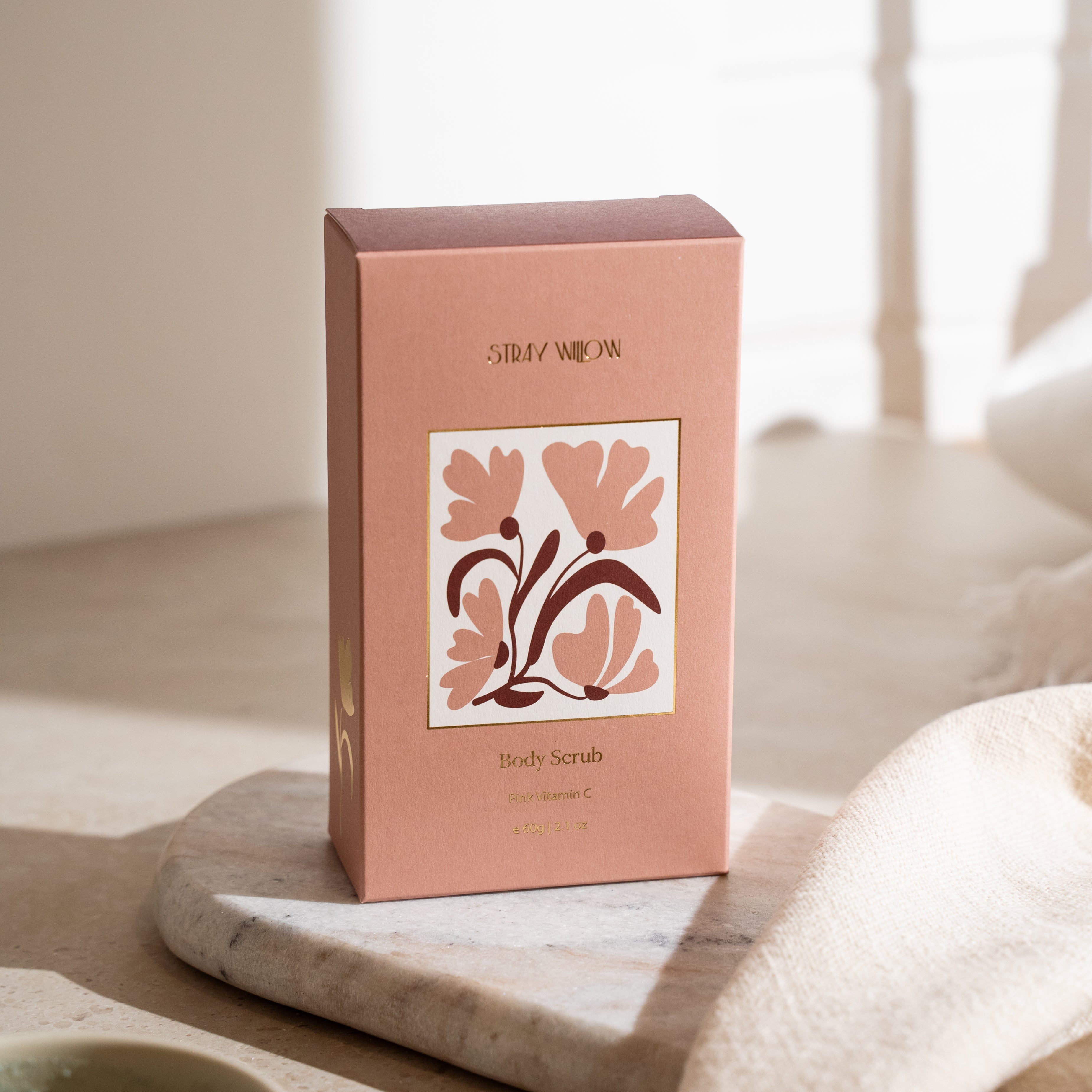 Stray Willow Pink Vitamin C body scrub for brightening and smoothing skin