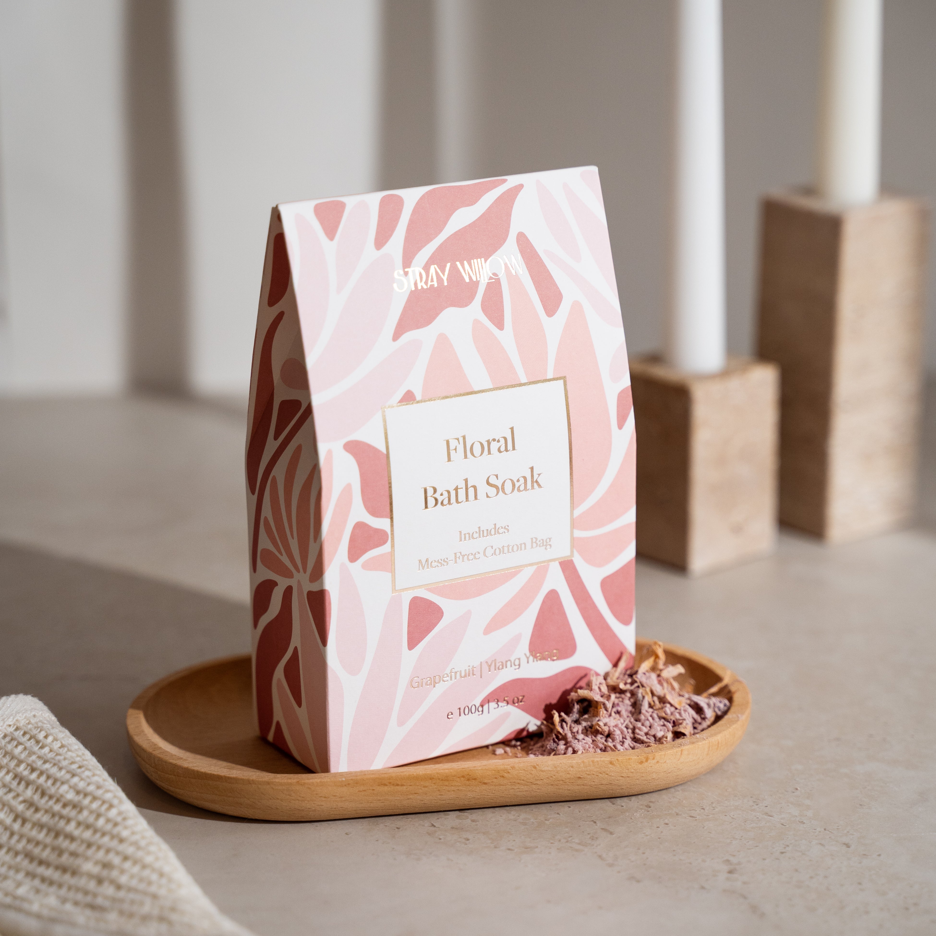 Stray Willow floral bath soaks with cotton bag for soothing botanical bath ritual All Natural