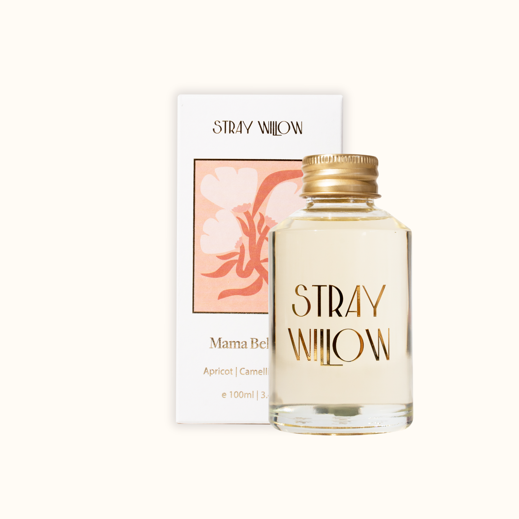 Stray Willow Mama Belly body oil with apricot, camellia and jojoba for deep nourishing hydration 100ml Pregnancy Safe 
