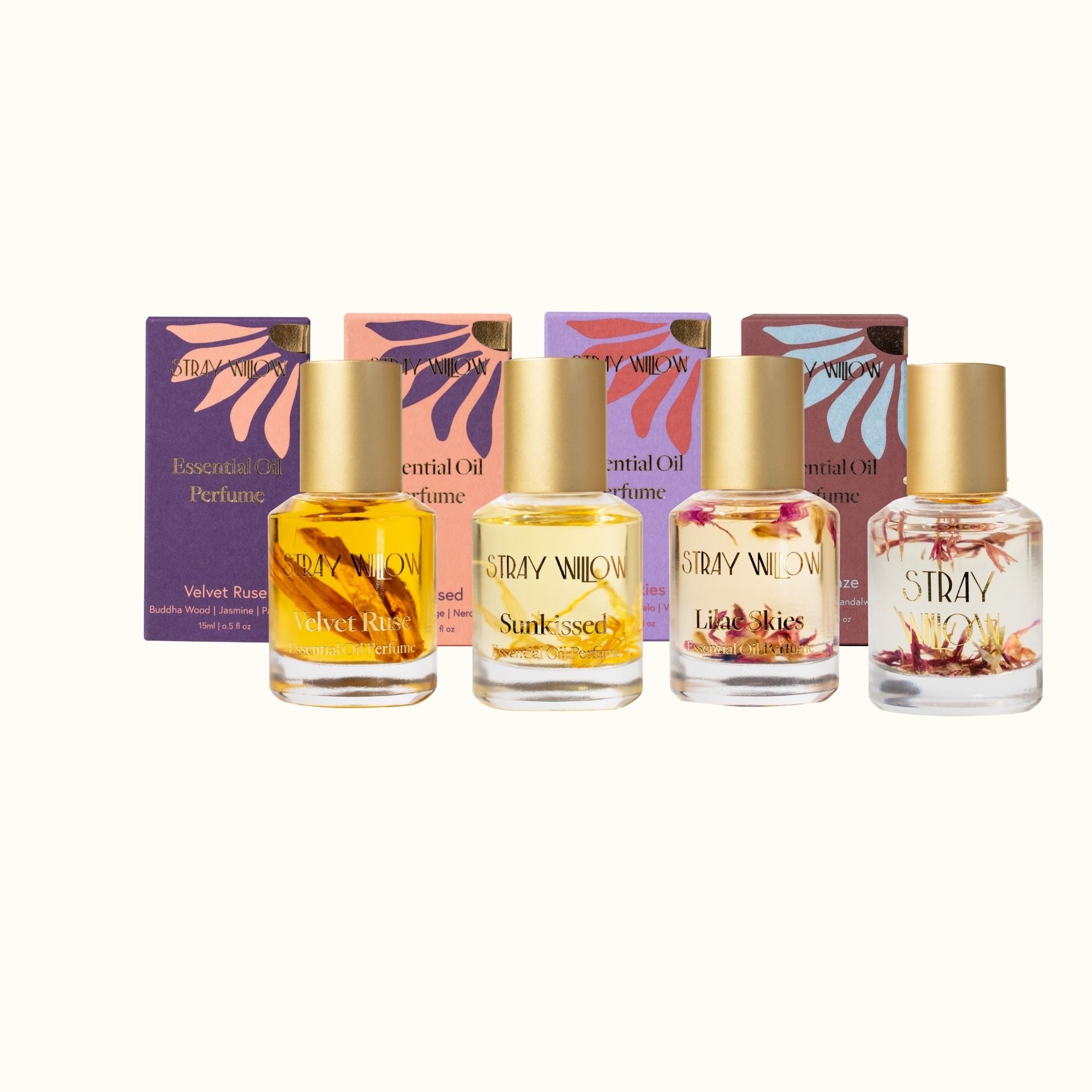 Stray Willow 100% Natural essential oil perfume roller bundle Pick your four